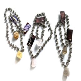 21ss mode-sieraden Raf Simons hoge kwaliteit natuurlijke kristallen hanger doorn ketting sleutelbeen ketting gepersonaliseerde heren en w2148