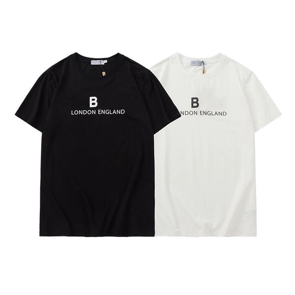 21ss Londres Inglaterra estilo clásico B diseño Blanco y negro Camiseta mujer hombre Moda verano Camisetas Impresión de letras Jersey Modo de ropa hommes femme ropa