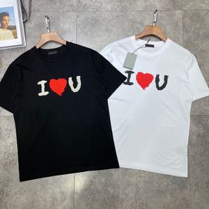 21SS Mannen Gedrukt T-shirts Polo Love Letter Printing kleding Korte mouw tag letters zwart wit 02