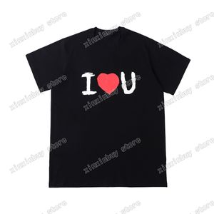 21ss hommes imprimés t-shirts polos designer LOVE lettre aquarelle paris vêtements mens chemise étiquette lâche style noir blanc 06