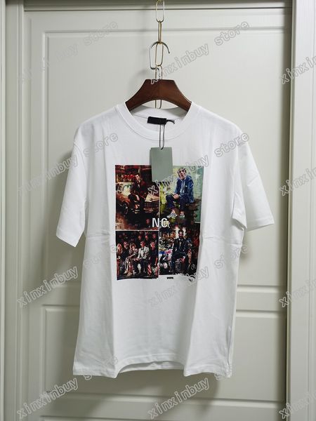 xinxinbuy hommes imprimés t-shirts polos designer peinture à l'huile paris imprimer des vêtements à manches courtes hommes chemise tag blanc noir 05