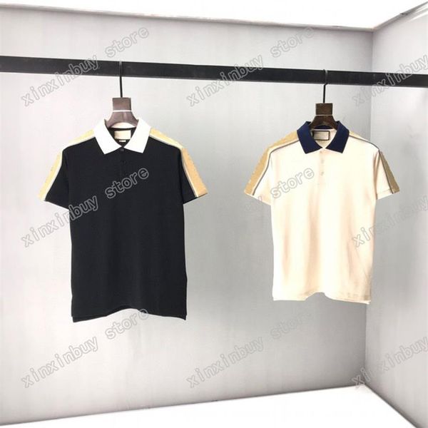 21ss hombres impresos camisetas polos diseñador cinta reflectante acuarela paris ropa para hombre camisa etiqueta estilo suelto negro blanco 06262M