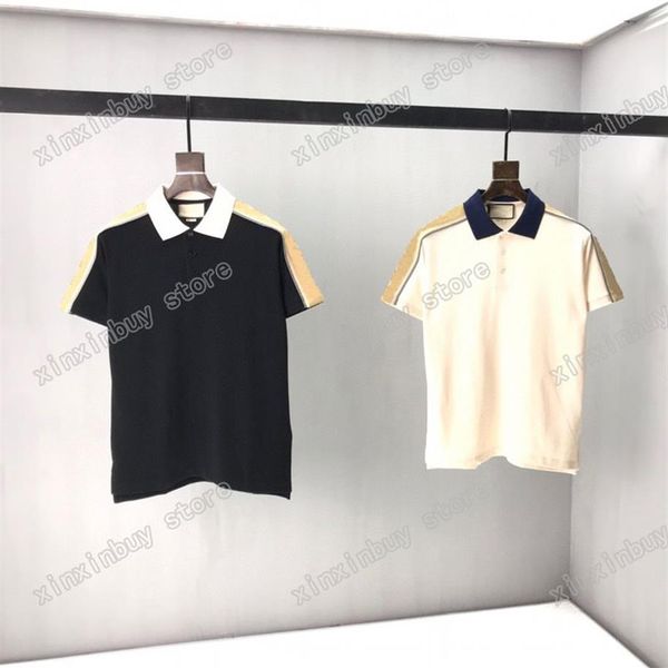 21SS Hommes T-shirts imprimés Polos Designer Bande réfléchissante Aquarelle Paris Vêtements Mens Chemise Tag Loose Style Noir Blanc 063034