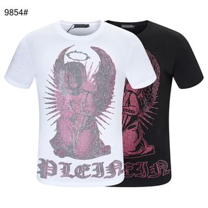 21ss Camiseta de diseñador para hombre Camiseta con azulejos Anti-Pilling Hombres Manga corta Verano Transpirable Cuello redondo Camisetas absorbentes de sudor Camiseta para hombre Ángel rezando Diamante incrustado