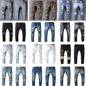 23SS Mens Designer Jeans Distressed Slim Fit Motorcycle Biker Denim Hole Casual Men Pants broek broek