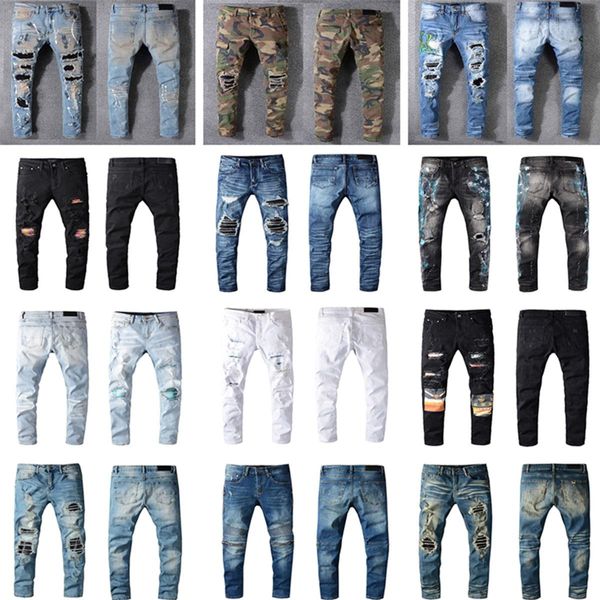 23ss Mens Designer Jeans Distressed Slim Fit Moto Biker Denim Trou Casual Hommes Pantalons Pantalons