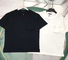 21ss pour hommes t-shirts connecter lettre grosse poitrine de poche tee imprimement vêtements vêtements à manches courtes pour hommes