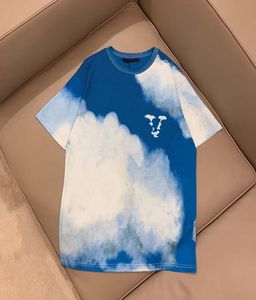 21SS Mens Tee T Shirts White Cloud Letting Impresión Paris Men Cabina de manga corta Camisas Etiqueta Letras Polo New Black White 081068507