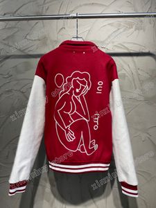 22SS ontwerpers Hooded Jackets Men Women Paris Red Girl Borduurwerk wollen revershals streetwear wit blauw zwart S-XL