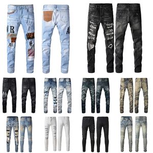 Designers pour hommes jeans Amirir jean en détresse du motard déchiré de jean droit mince pour les hommes imprimé pour femmes pantalon skinny homme skinny