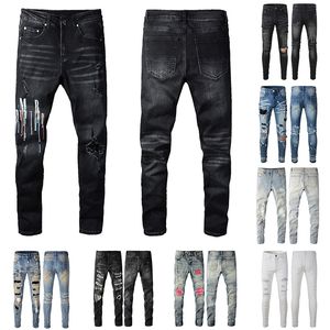 Heren Amirir Jeans Damesontwerpers jeans van noodlijdende fietser slanke rechte denim voor heren print leger mode mans skinny broek