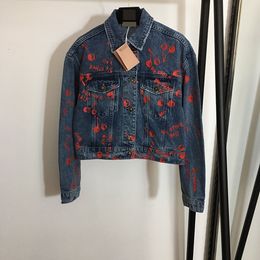 21SS femmes t-shirt vêtements de marque deisgner 2020m nouvelle mode à la mode douce cerise lettre imprimé à manches longues denim manteau