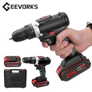 21V Electric Drill Set Impactlessles sans fil Multifinection Highpower 2 Viets Réglable Tournevis Woodworking Tool 240402