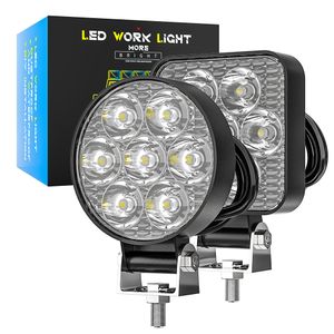 21W 7 LED Work Light Mini Led Car Front Fog Working Lights 12V 24V Truck SUV 4x4 4WD Engineering Koplampen off-road LED Round Headlamp