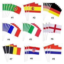 21x14cm Flag en ondes de la main Portugal Espagne Allemagne France Italie Hand Tenue Festival National Flags Festival Party Accouche P309