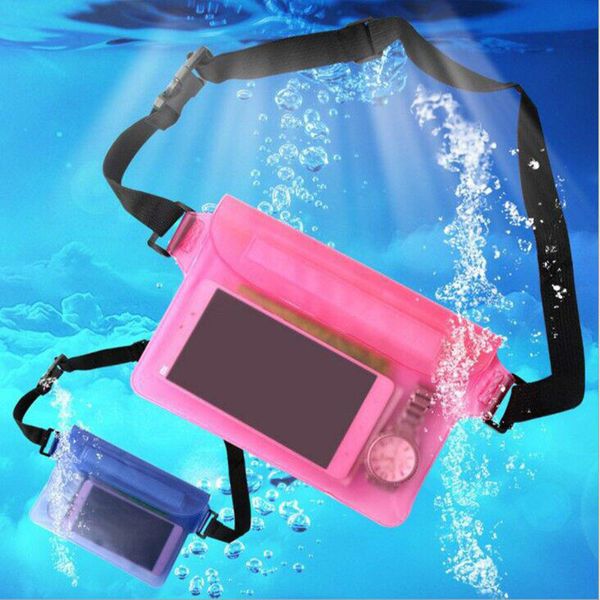 Bolsa impermeable para teléfono con correa para la cintura Riñonera subacuática Funda de bolsillo de almacenamiento Accesorios de playa para canotaje Natación Snorkeling Kayak Playa Piscina