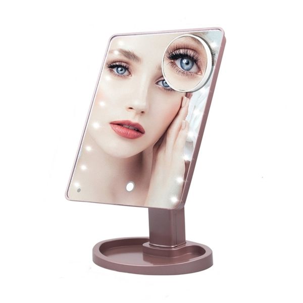 22/16 LED miroir de courtoisie lumière maquillage de table interrupteur tactile 10x grossissant s 180 Rotation salle de bain voyage espejos 220218