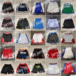 22 2021 Equipo de baloncesto corto Just Don Mesh Año de la rata Pantalones cortos deportivos Hip Pop Pantalón con bolsillo Cremallera Pantalones deportivos Negro Azul Rojo Verde Hombres