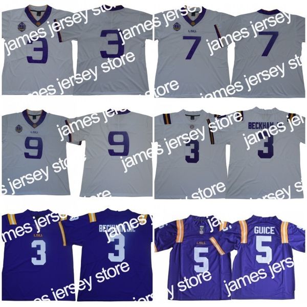 22 2022 NCAA LSU Tigers 3 Odell Beckham Jr. 7 Leonard Fournette 5 Derrius Guice 9 Joe Burrow 125a temporada Camisetas de fútbol americano universitario