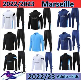 22 2023 Adulte and Kids Soccer Trascksuit Guendouzi Kamara Men Football Training Suit Olympique de Marseille survivre