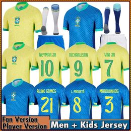 22/23 2024 2025 Brasils Jerseys de fútbol L.Paqueta Neymar Vini Jr.23 p.coutinho Richarlison Camisa de fútbol G.Jesus T.Silva Bruno G. Pelé Casemiro Hombres Mujeres Niños Jersey