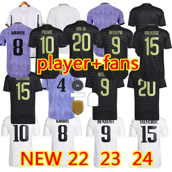 22 23 24 BENZEMA real madrids maillots de football MODRIC KROOS camiseta 2023 VINI JR RODRYGO CAMAVINGA TCHOUAMENI hommes maillot de football camiseta de futbol fan Player Version