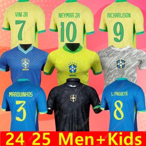 22 23 24 BRAZILIË voetbalshirts L.PAQUETA NEYMAR VINI JR.2023 2024 P.COUTINHO RICHARLISON voetbalshirt G.JESUS T.SILVA BRUNO G. PELE CASEMIRO mannen vrouwen kinderen sets jersey