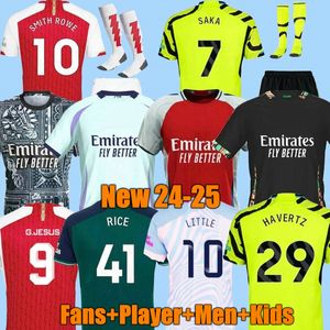 23 24 25 Jerseys de football Saka G. Jésus Rice Havertz 2024 2025 Gunners Martinelli Odegaard Smith Thomas Nketiah Zinchenko Saliba Trossard Football Shirt Men