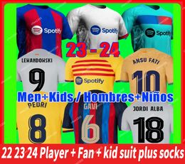 22 23 24 GAVI LEWANDOWSKI FC S Soccer Jersey ADAMA PEDRI Camiseta de Futbol FERRAN 2022 2023 2024 ANSU FATI MEMPHIS Fans Joueur DEST