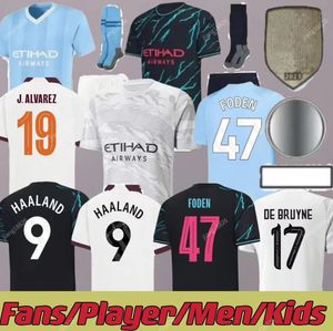 Jerseys de football HAALAND 23 24 DE BRUYNE PHILLIPS MANS CITIES GREALISH FERRAN MAHREZ FODEN BERNARDO JOAO CANCELO Z RODRIGO Chemise de football Hommes Kit Ensembles Uniformes