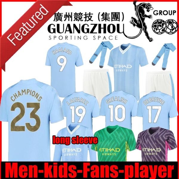 22 23 24 Haaland Jerseys de football Grealish Sterling Mans Cities Chinois Nouvel An Mahrez Fans de Bruyne Foden 2023 2024 Kit Kit Kit Kit Uniform 666 283