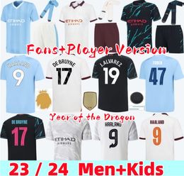 22 23 24 HAALAND SOCCER JERSEYS MANS VILLES FINALE ISTANBUL pierres GREALISH DE BRUYNE FODEN maillot de football enfants 2024 gardien J.Alvarez MANCHESTE Dragon chinois