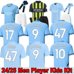 Man Citys Haaland Soccer Jerseys Foden Gvardiol de Bruyne Camisa de fútbol Kids Istanbul Kit Grealish 24 25 J.Alvarez Mancheste Año Nuevo Uniforme