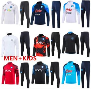 24/25 à moitié traction à manches longues Napoli Tracksuit Soccer Jersey Football Kit SSC Naples AE7 D10S Homme Training Suit Wear Formation Tuta Chandal Squitude Jogging