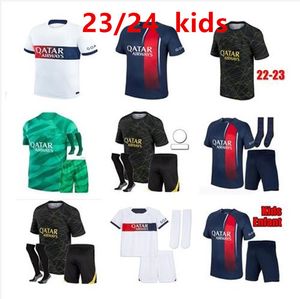 22 23 24 Enfants avec shorts et chaussettes Soccer Jerseys 2023 2024 Paris S Men Set Mbappe Sergio Ramos Children Suit Football Shirts T Enfants Maillot de Foot