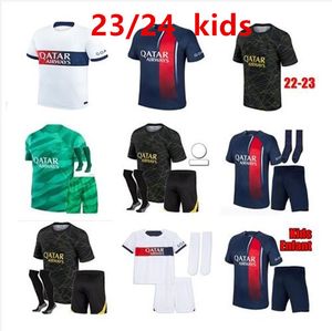 22 23 24 Niños con pantalones cortos y calcetines Jerseys de fútbol 2023 2024 Paris Psgs Conjuntos para hombres MBAPPE SERGIO RAMOS Traje para niños Camisetas de fútbol T enfants Maillot de Foot