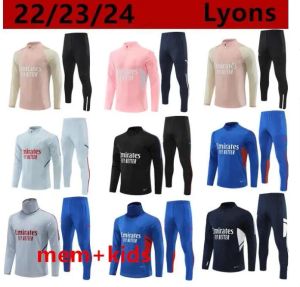 23 24 Lyon Custom Soccer Jerseys Tracksuit Jacket Survetement Men and Kids Lyonnais L.Paqueta ol Aouar voetbaltrainingspak Jogging Sets