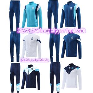 22 23 24 Marseille hommes adultes enfants survêtement football longue veste à glissière ensembles Survetement 2023 2024 OM maillot pied MILIK PAYET football complet Zipper survêtement