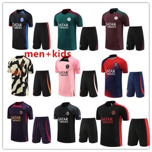 23/24/25 heren kinderen pPSG trainingspak vest Sportkleding heren trainingspak Pak met korte mouwen Paris Football voetbal Jersey kit uniform chandal volwassen sweatshirt Trui