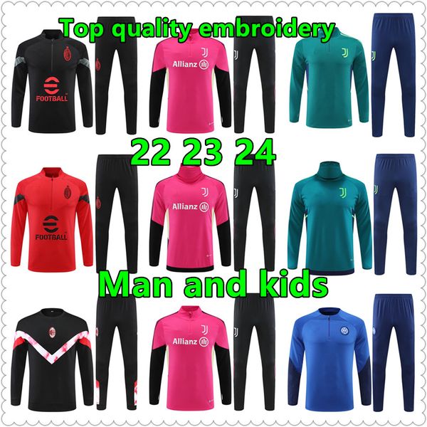 22 23 24 hommes enfants survêtements football formation costume maillots ensemble juve hommes football survêtement veste jogging kit chandal futbol survetement pied ensembles 888