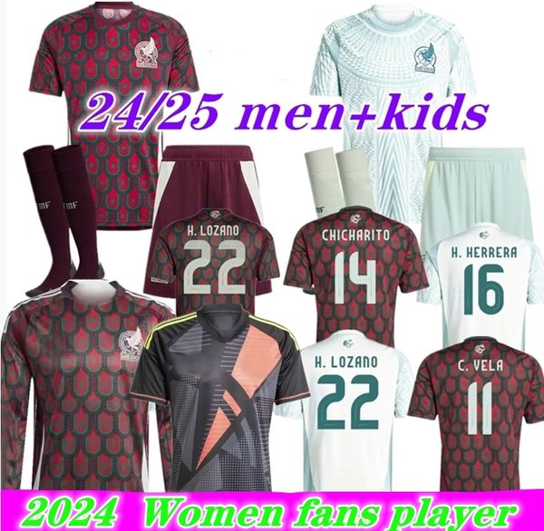 24 25 MEXICO SOCCER MAISSES 1985 1998 MEXICO Retro Kit Football Shirt Red and White Soccer Shirts Men and Kids sets uniforme