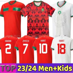 22 23 24 Maillots de football marocains HAKIMI Maillot marocain ZIYECH EN-NESYRI Chemises de football hommes Kit enfants HARIT SAISS IDRISSI BOUFAL Jersey Maroc thé national