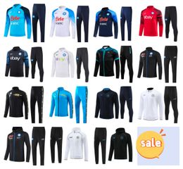 22/23/24 Napolis Tracksuit Jacket Hoodie Soccer Jersey Tracksuits SSC Naples Long Zipper Jacket Set