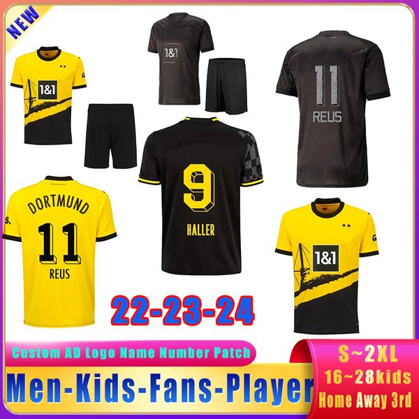 22 23 24 Newdortmunds Hazard Haller fans joueur joueur de soccer maillots reyna reus schulz Hummels Brandt Football Shirt Home Away Kids Kit Kit Uniforms Thai