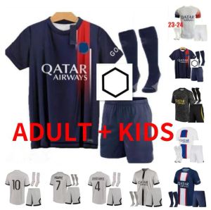 22 23 24 Paris Mbappe PSGS Soccer Jerseys 2022 2023 2024 Wijnaldum Sergio Ramos Hakimi Fourth Maillots de Football Kit Verratti Neymar Jr Troisième 4ème chemise Men Kits Kits Kits