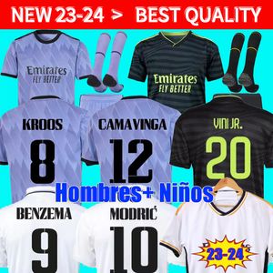 22 23 24 Version Player Jerseys de football Benzema Rodrgo Camiseta 2023 2024 VINI JR CAMAVINGA TCHOUAMENI Chemise de football enfants Real Madrid Camiseta de futbol
