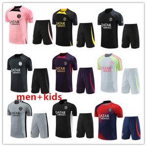 22 23 24 S Trainingspak 2023 2024 PARIJS Sportkleding Training Pak met korte mouwen Voetbalshirt Kit Uniform Chandal Volwassen Sweatshirt Truisets Heren Kinderen