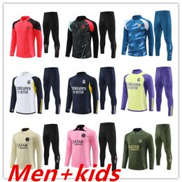 23 24 Survêtement de football HAALAND Mans Cityes Training Suit Hommes Enfants 2023 Manches longues Football Sportswear Kit