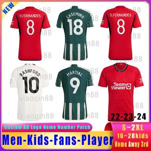 22 23 24Martinez Rashford Sancho Soccer Casemiro 2023 2024 Mans Football Jersey B. Fernandes Players Fans Women's Kids Kit Thai versie