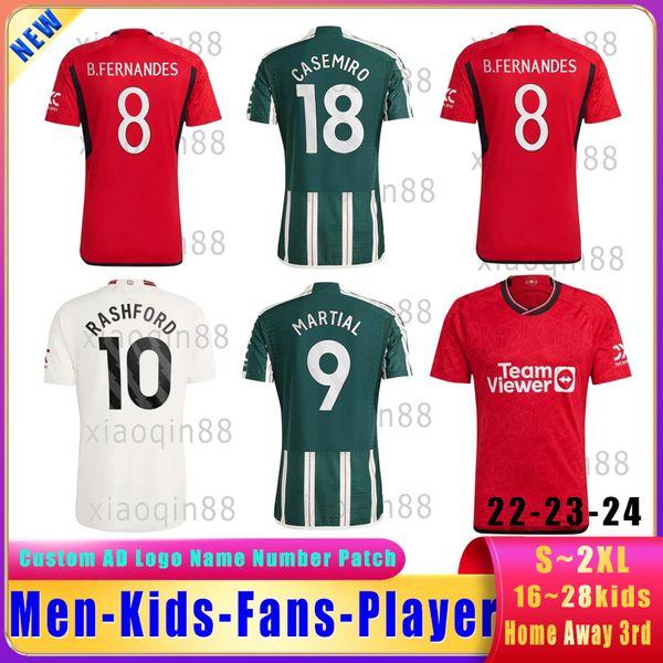 22 23 24MARTINEZ RASHFORD SANCHO maillot de football CASEMIRO 2023 2024 maillot de football MANS B. FERNANDES joueurs fans kit enfant femme version thaïlandaise